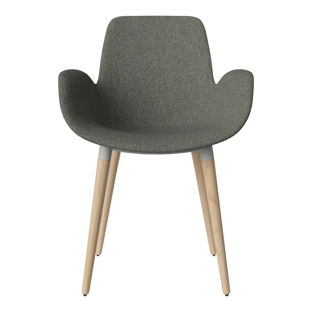 Seed Dining Armchair - Upholstered - Oiled Oak Base, White Pigmented
