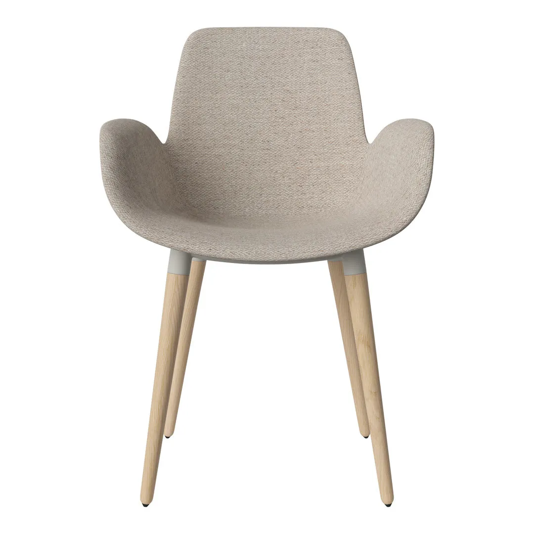 Seed Dining Armchair - Upholstered - Oiled Oak Base, White Pigmented
