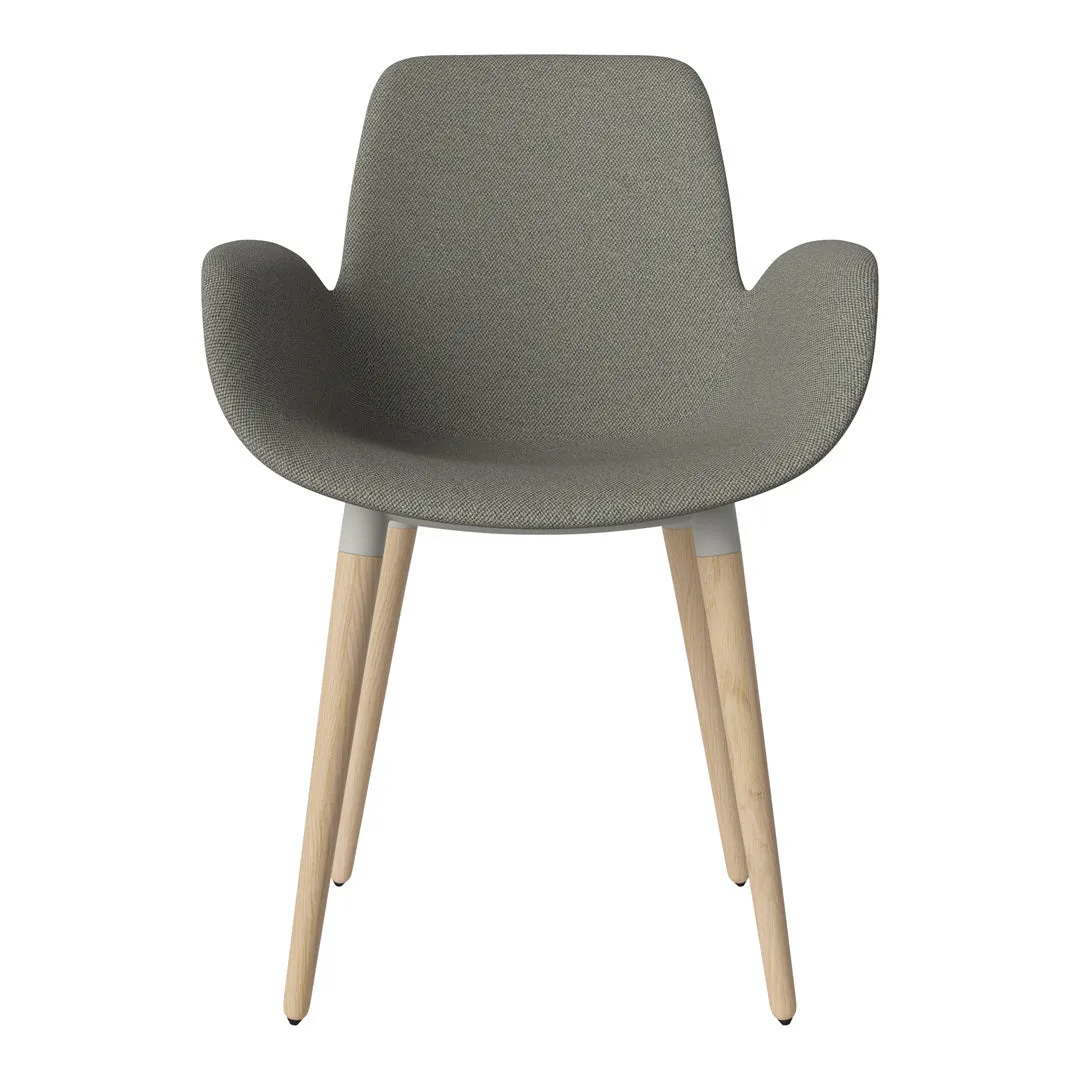 Seed Dining Armchair - Upholstered - Oiled Oak Base, White Pigmented