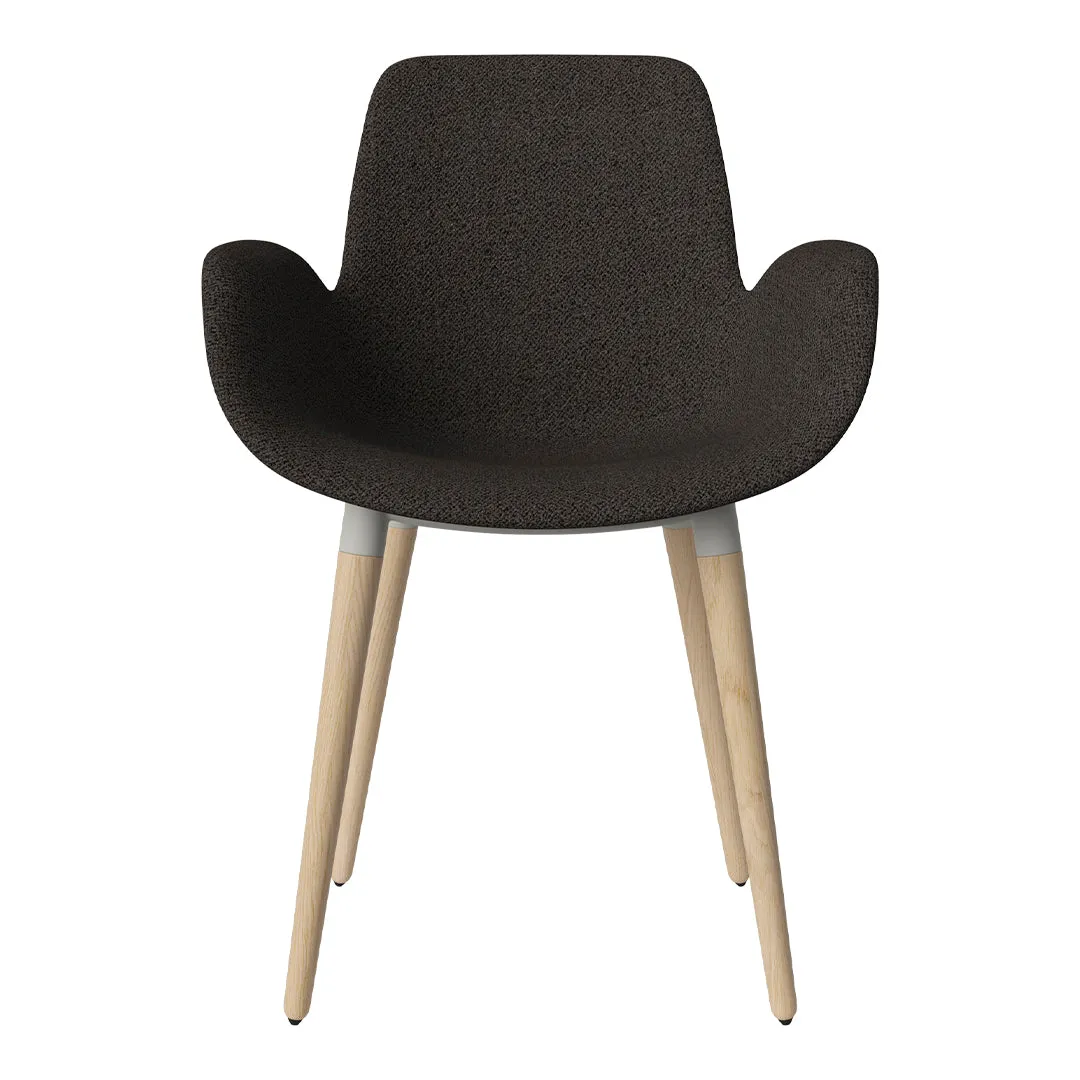 Seed Dining Armchair - Upholstered - Oiled Oak Base, White Pigmented