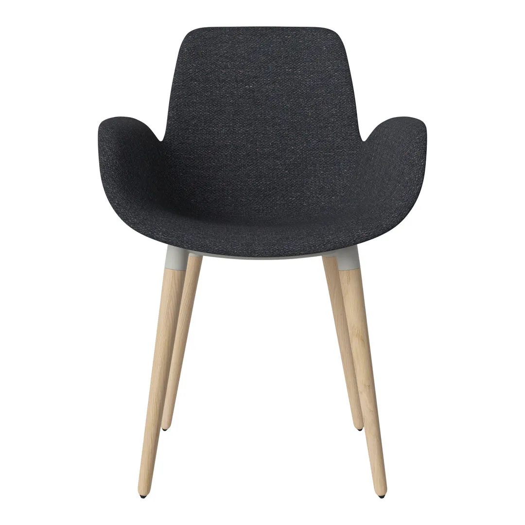 Seed Dining Armchair - Upholstered - Oiled Oak Base, White Pigmented