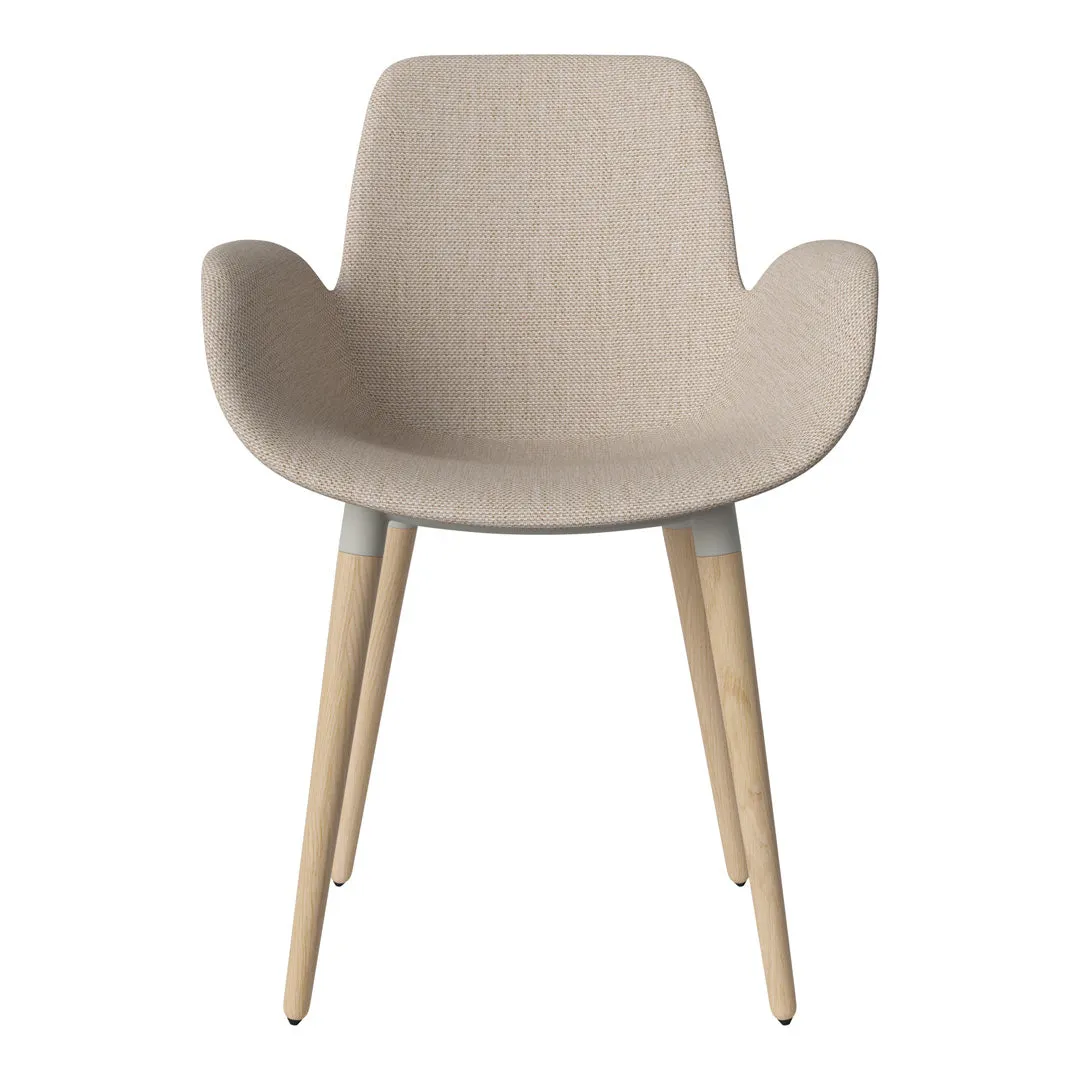 Seed Dining Armchair - Upholstered - Oiled Oak Base, White Pigmented