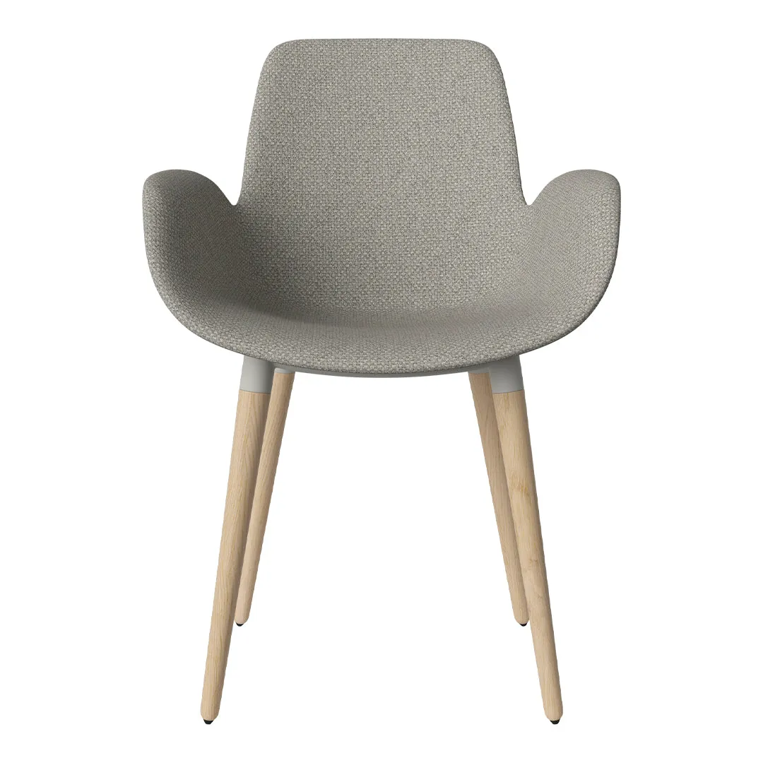 Seed Dining Armchair - Upholstered - Oiled Oak Base, White Pigmented