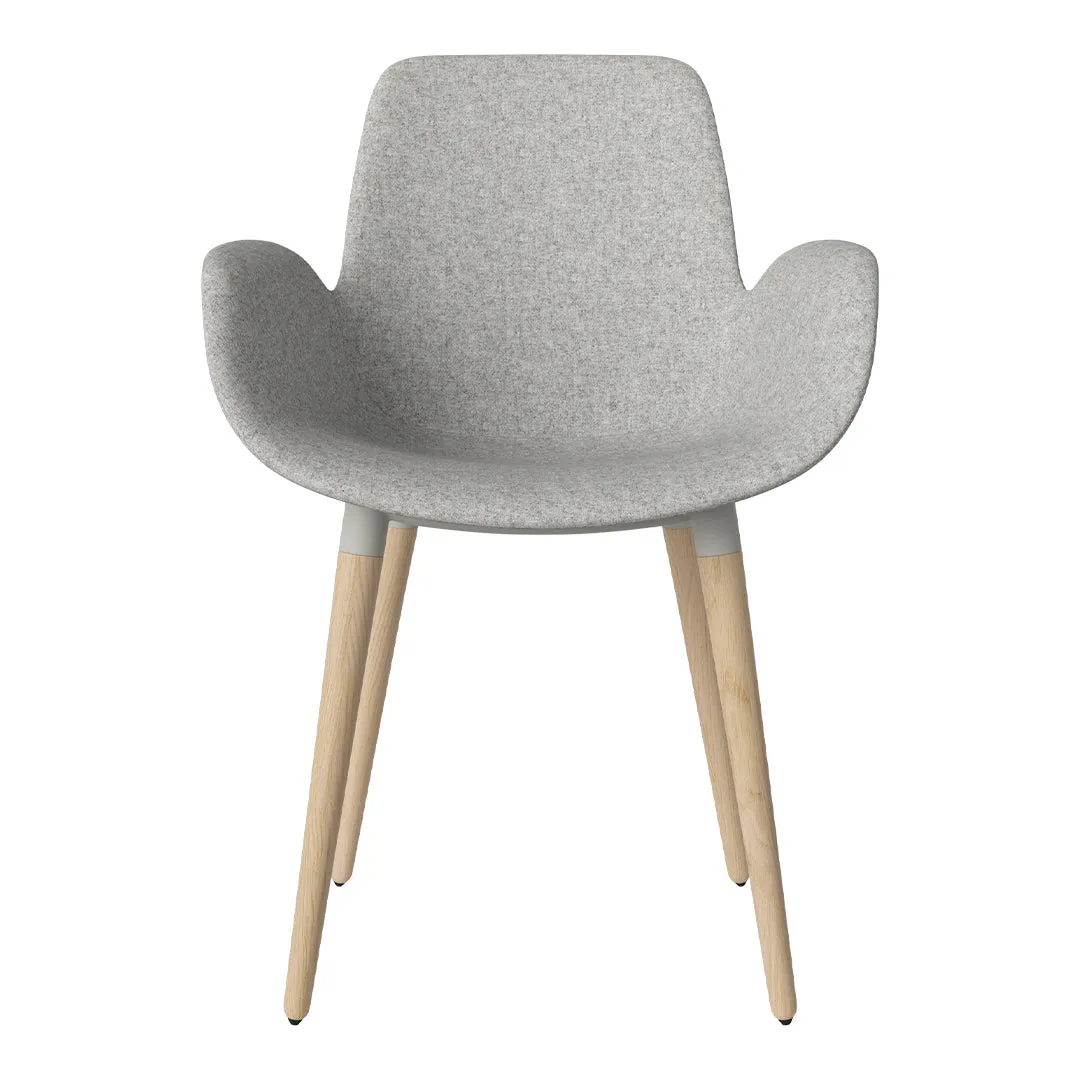 Seed Dining Armchair - Upholstered - Oiled Oak Base, White Pigmented