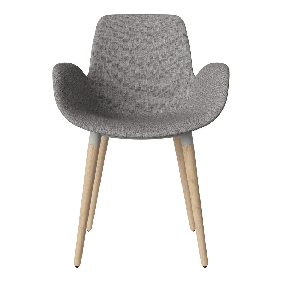 Seed Dining Armchair - Upholstered - Oiled Oak Base, White Pigmented