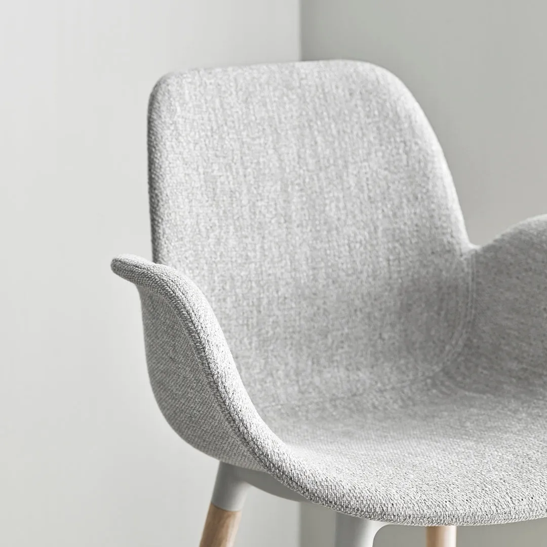 Seed Dining Armchair - Upholstered - Oiled Oak Base, White Pigmented