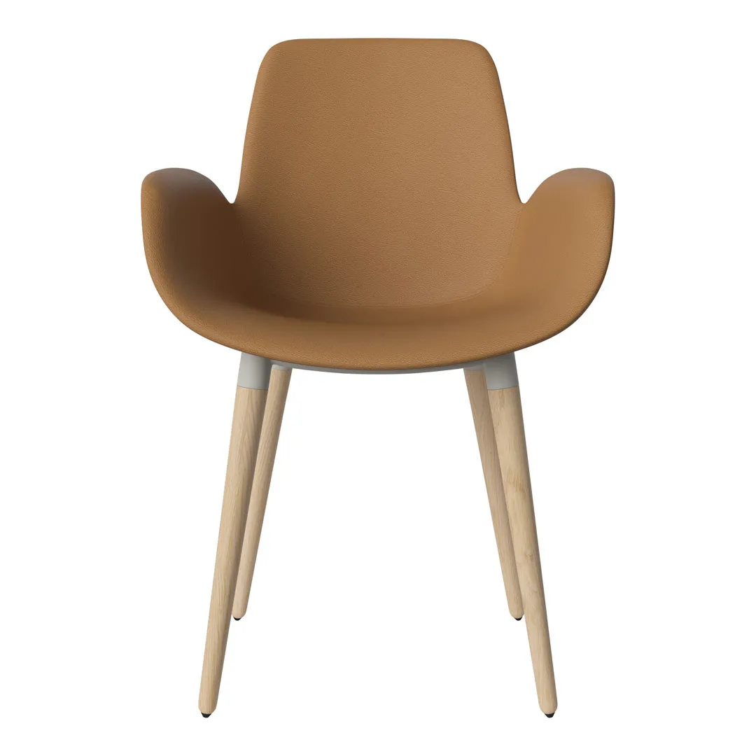 Seed Dining Armchair - Upholstered - Oiled Oak Base, White Pigmented