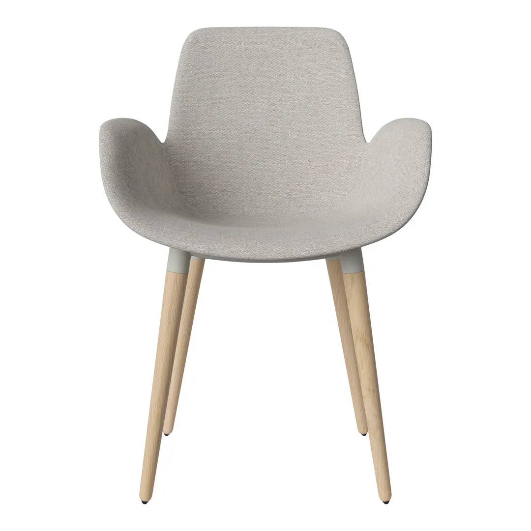 Seed Dining Armchair - Upholstered - Oiled Oak Base, White Pigmented