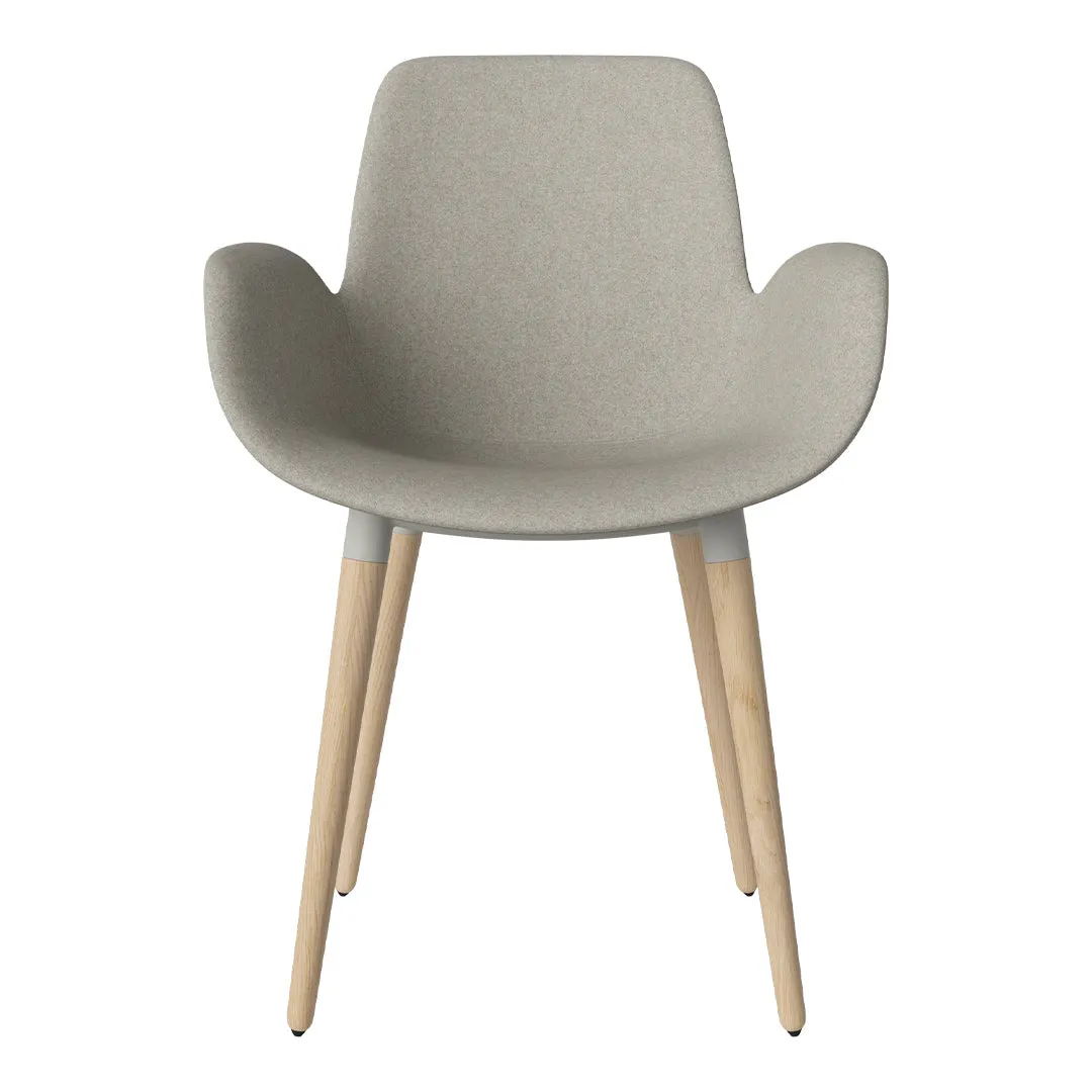 Seed Dining Armchair - Upholstered - Oiled Oak Base, White Pigmented