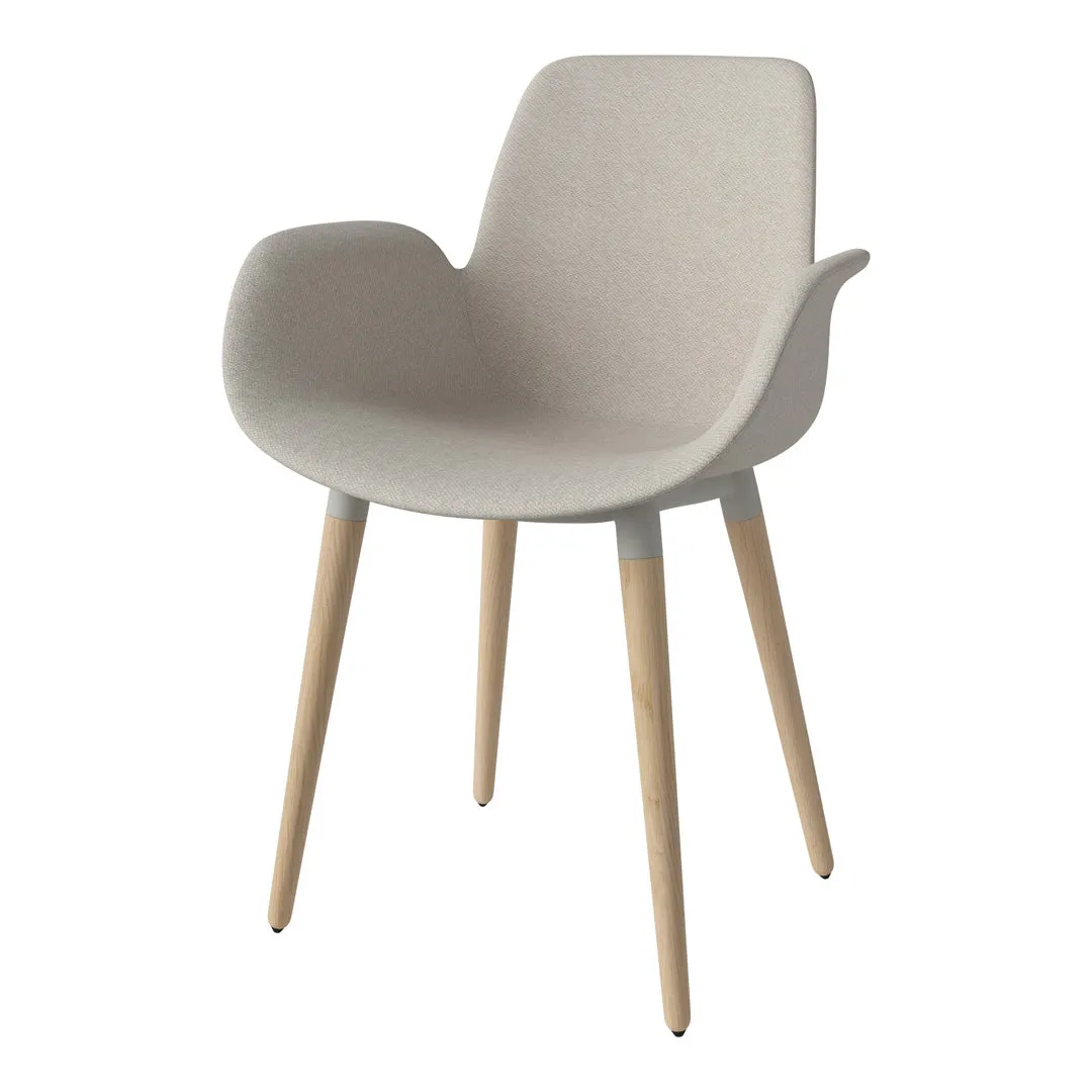 Seed Dining Armchair - Upholstered - Oiled Oak Base, White Pigmented