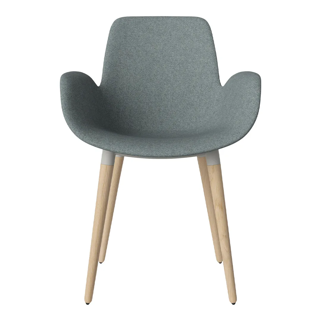 Seed Dining Armchair - Upholstered - Oiled Oak Base, White Pigmented