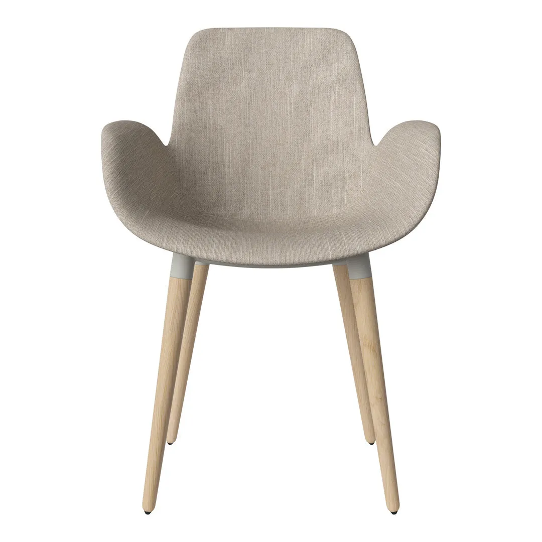 Seed Dining Armchair - Upholstered - Oiled Oak Base, White Pigmented