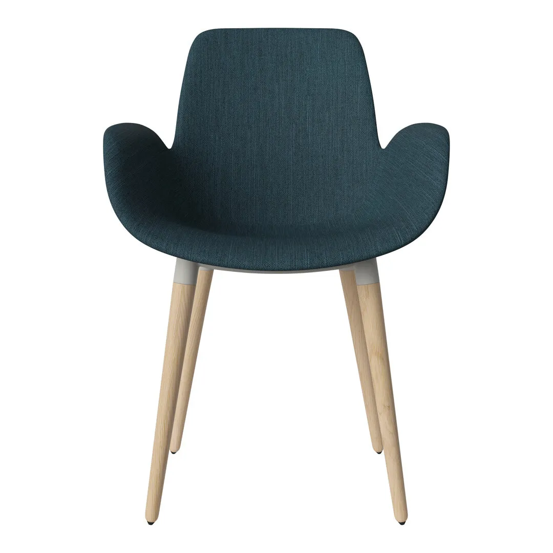 Seed Dining Armchair - Upholstered - Oiled Oak Base, White Pigmented