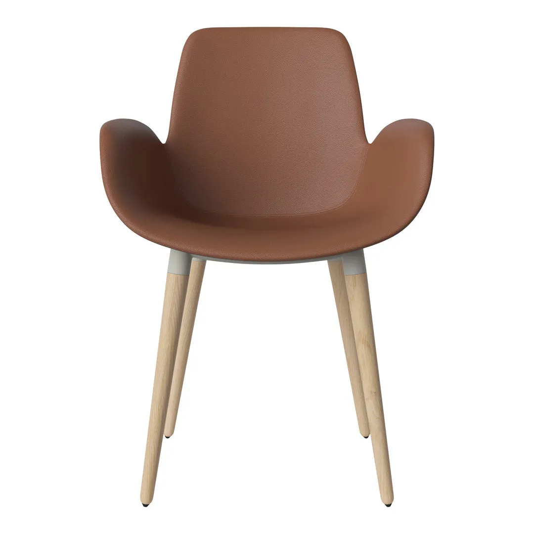 Seed Dining Armchair - Upholstered - Oiled Oak Base, White Pigmented