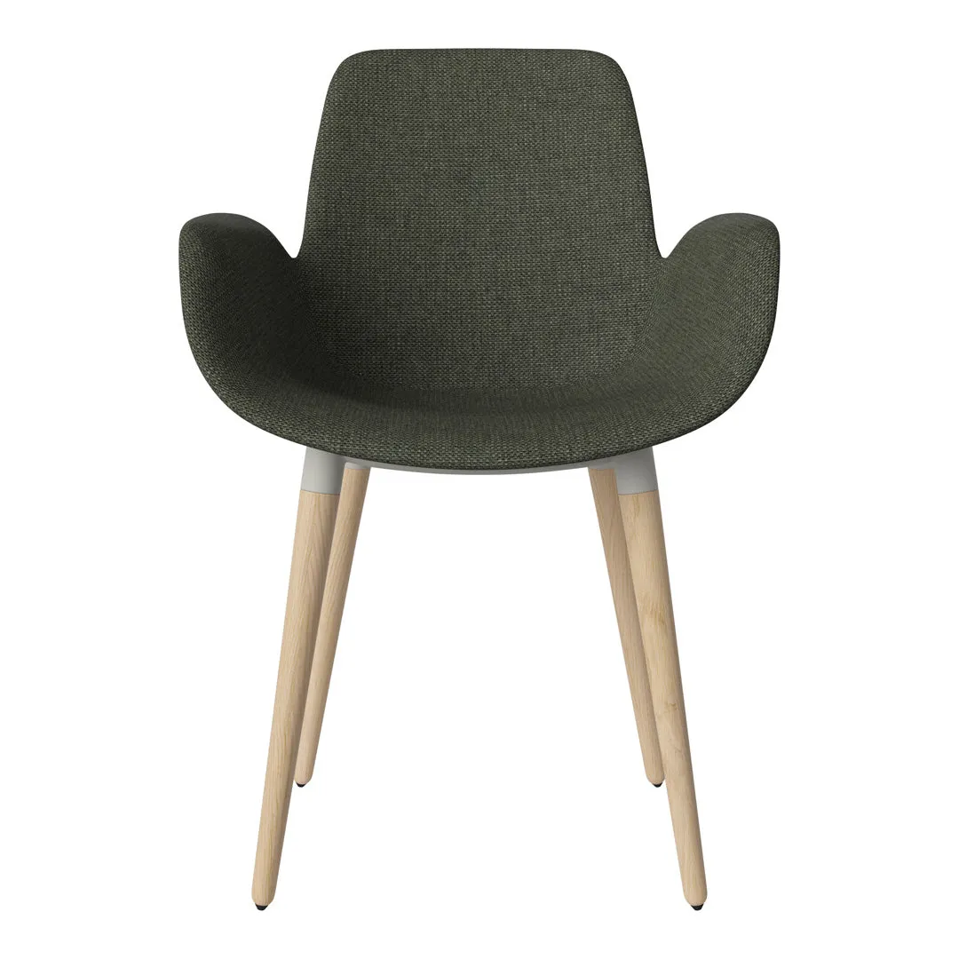 Seed Dining Armchair - Upholstered - Oiled Oak Base, White Pigmented