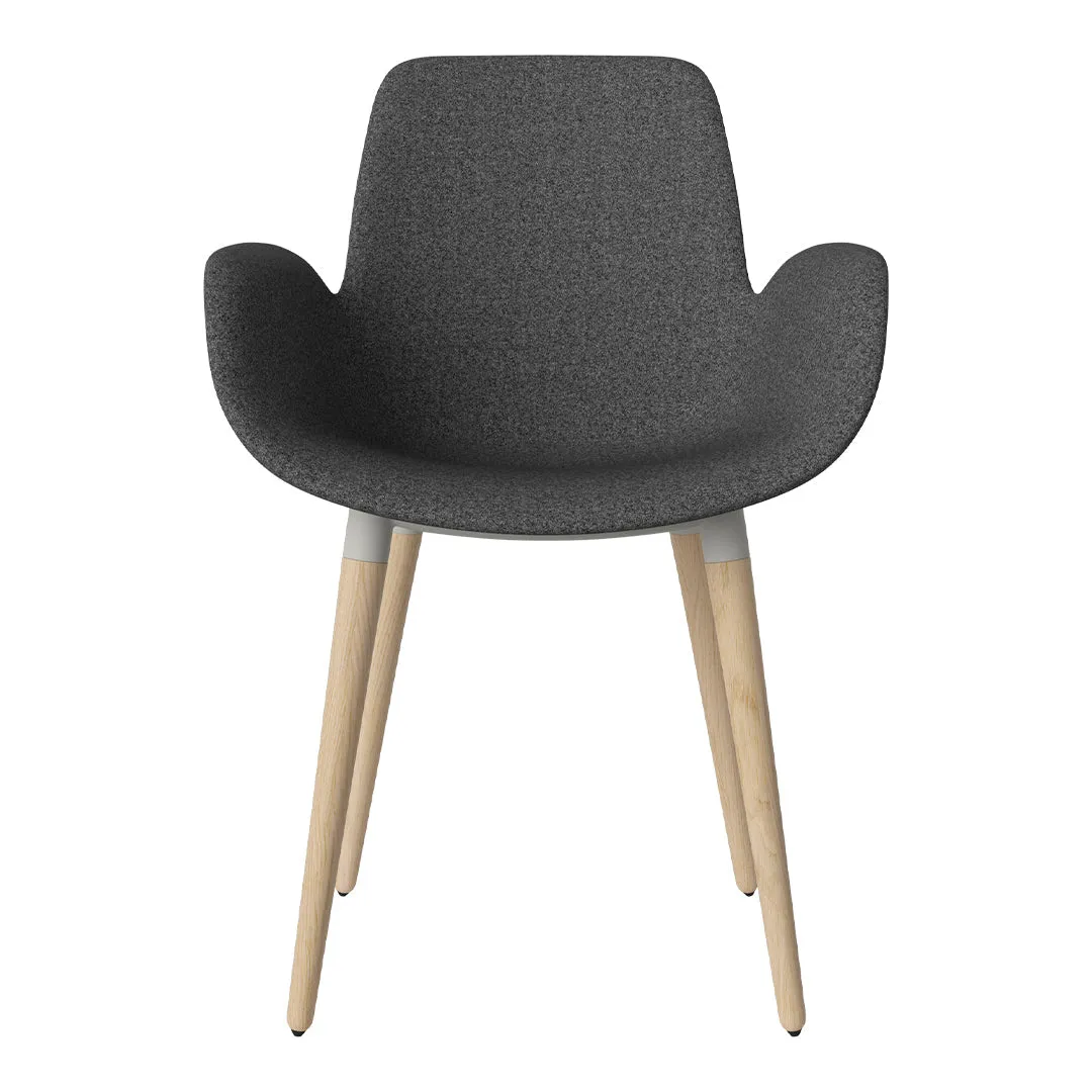 Seed Dining Armchair - Upholstered - Oiled Oak Base, White Pigmented
