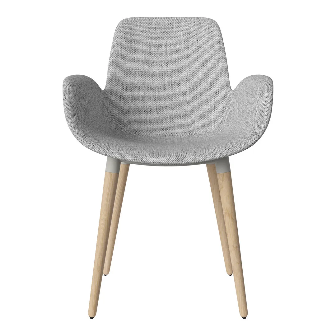 Seed Dining Armchair - Upholstered - Oiled Oak Base, White Pigmented
