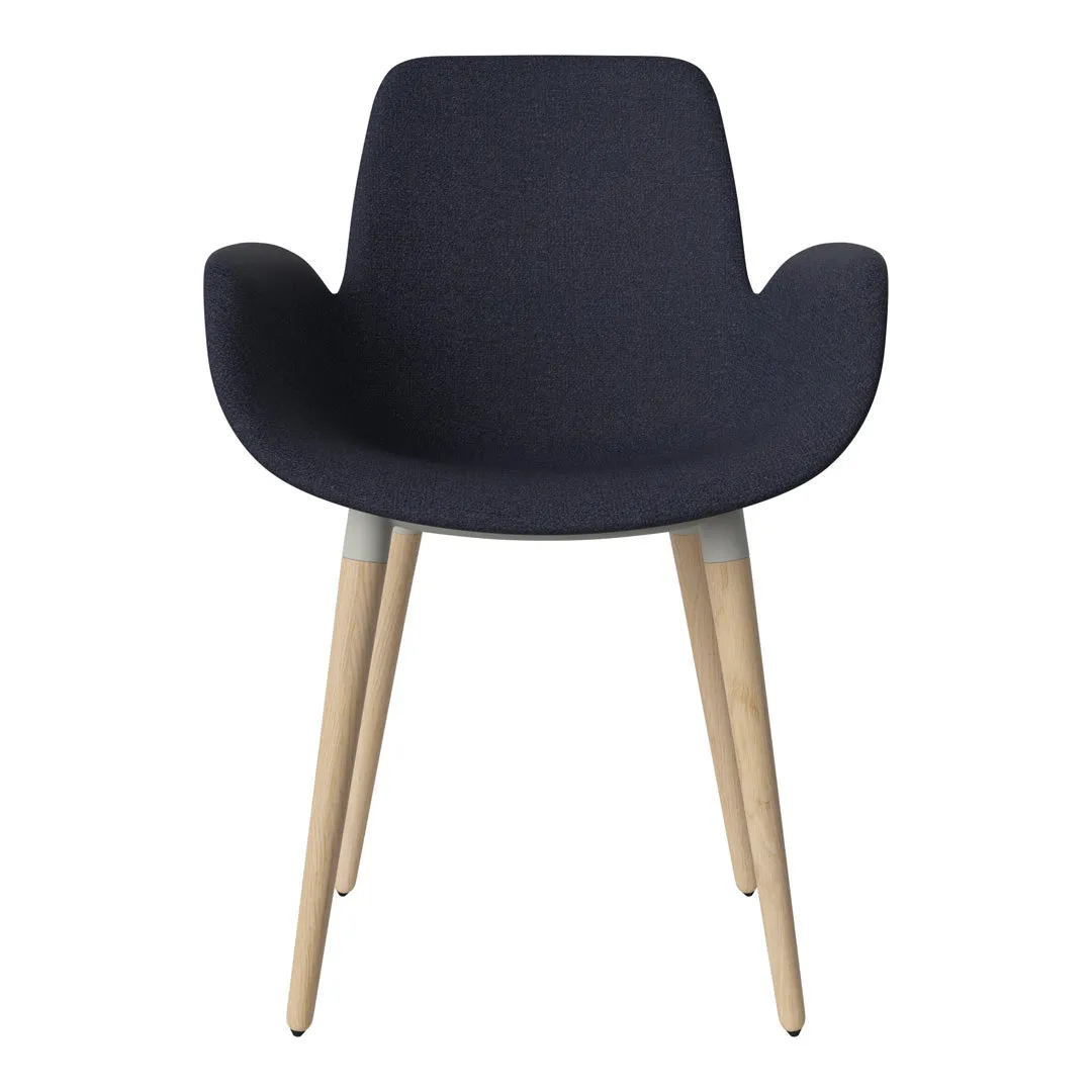 Seed Dining Armchair - Upholstered - Oiled Oak Base, White Pigmented