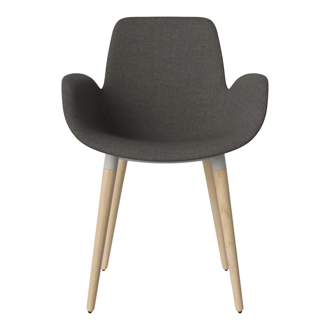 Seed Dining Armchair - Upholstered - Oiled Oak Base, White Pigmented