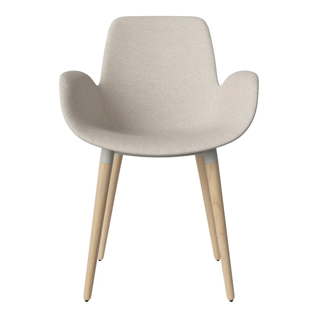 Seed Dining Armchair - Upholstered - Oiled Oak Base, White Pigmented