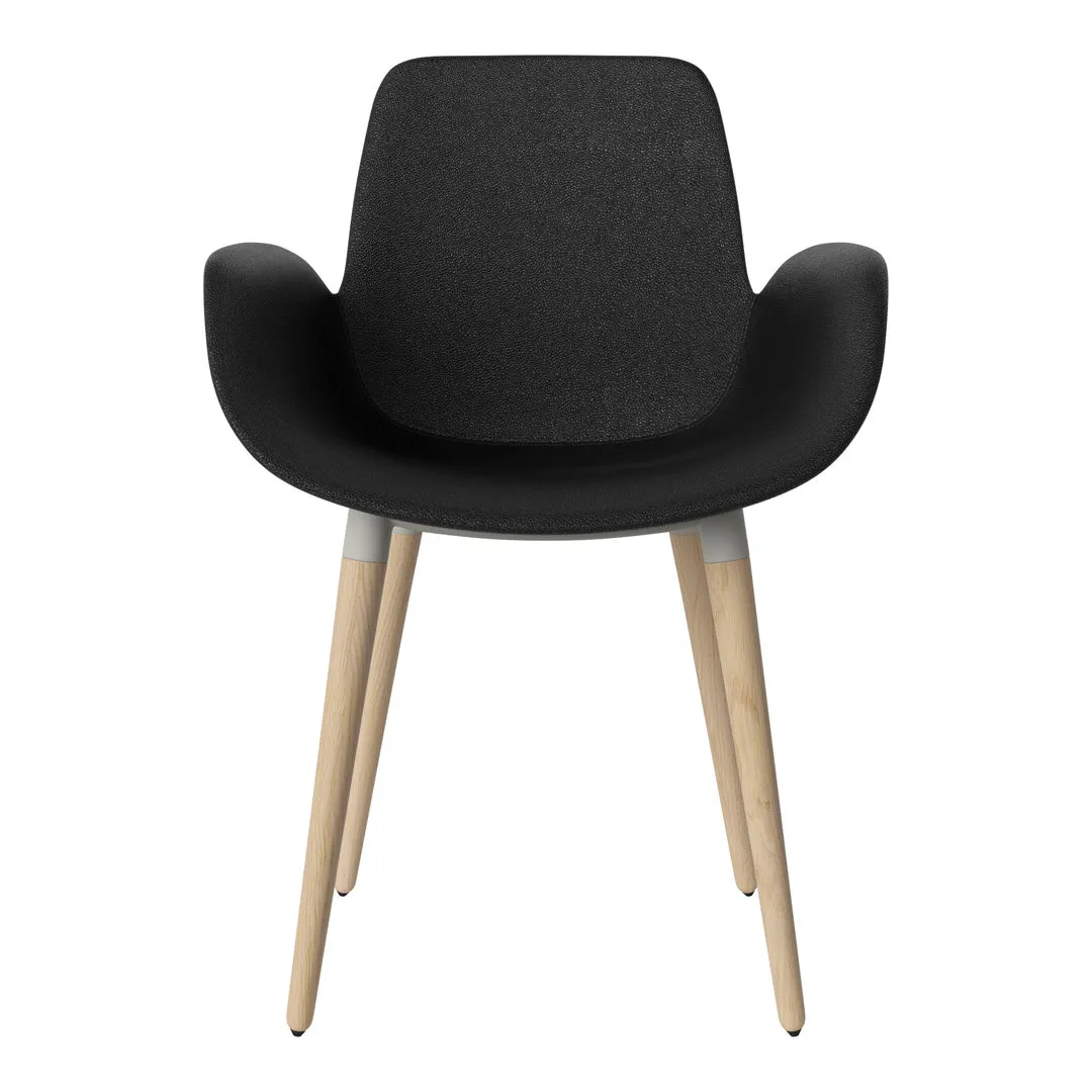 Seed Dining Armchair - Upholstered - Oiled Oak Base, White Pigmented