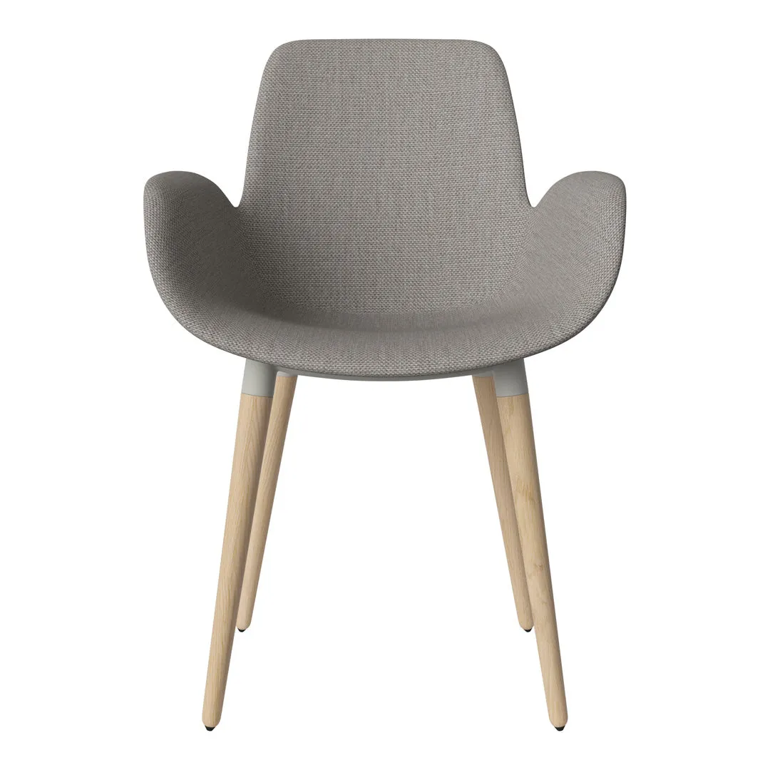 Seed Dining Armchair - Upholstered - Oiled Oak Base, White Pigmented