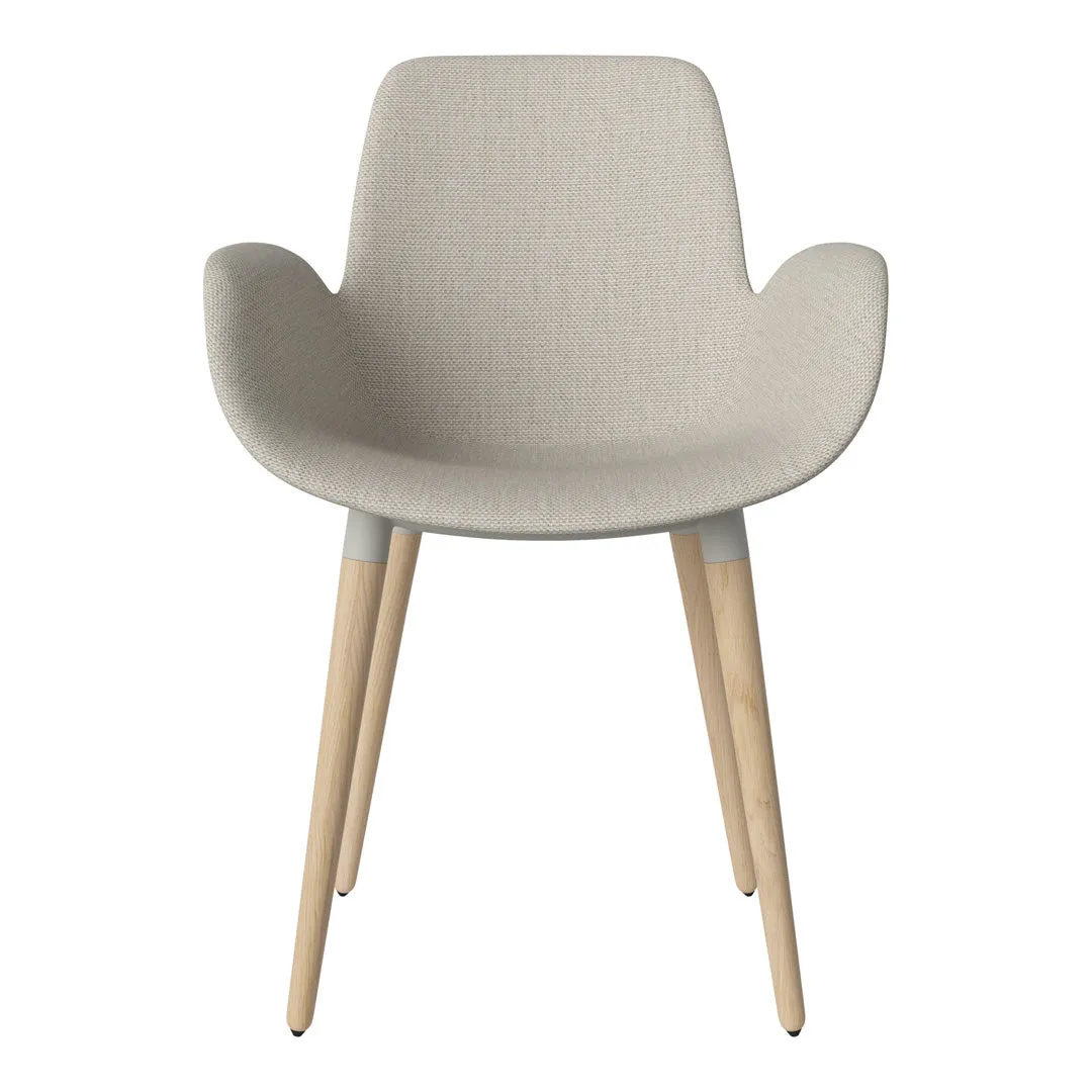 Seed Dining Armchair - Upholstered - Oiled Oak Base, White Pigmented