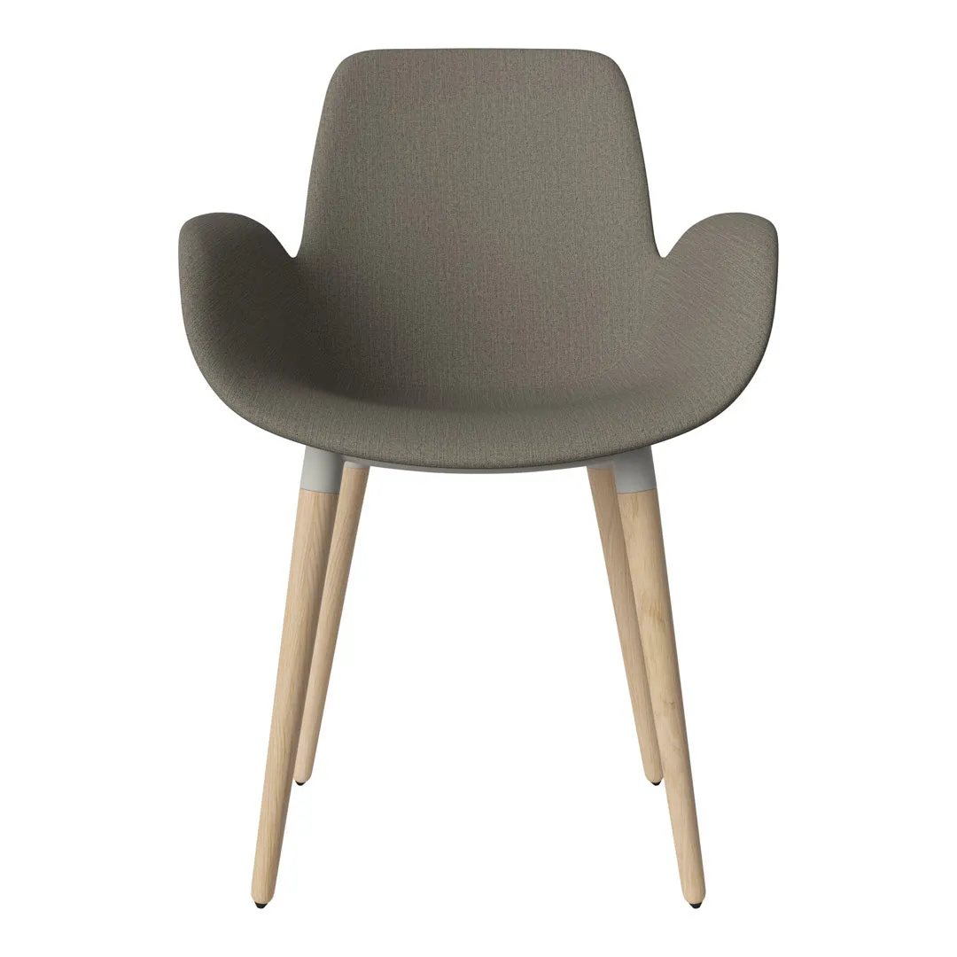 Seed Dining Armchair - Upholstered - Oiled Oak Base, White Pigmented