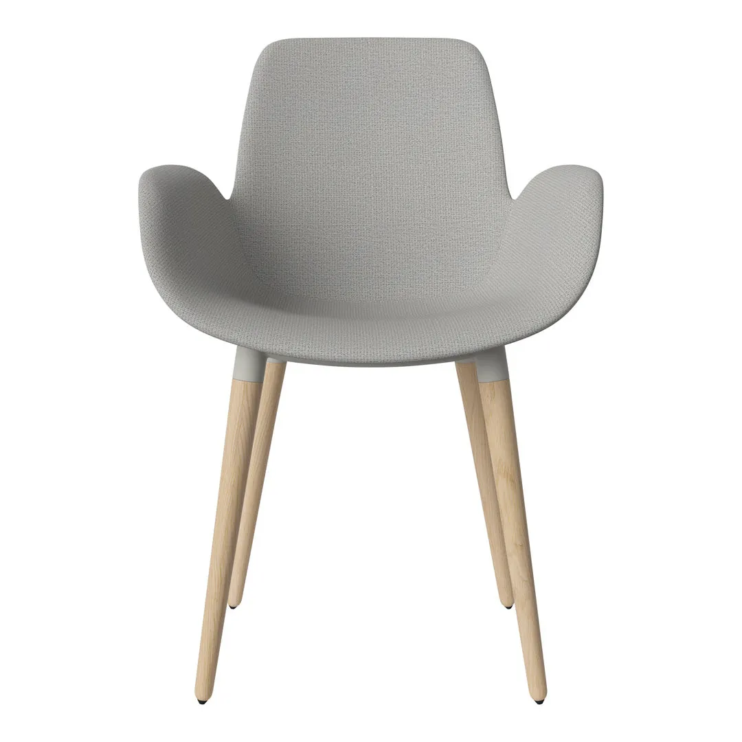 Seed Dining Armchair - Upholstered - Oiled Oak Base, White Pigmented
