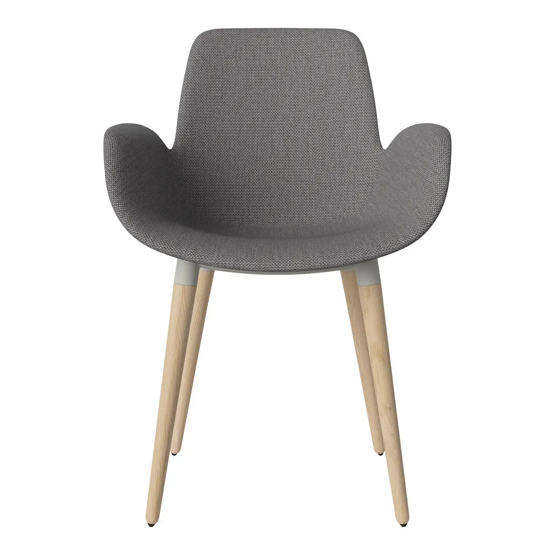 Seed Dining Armchair - Upholstered - Oiled Oak Base, White Pigmented