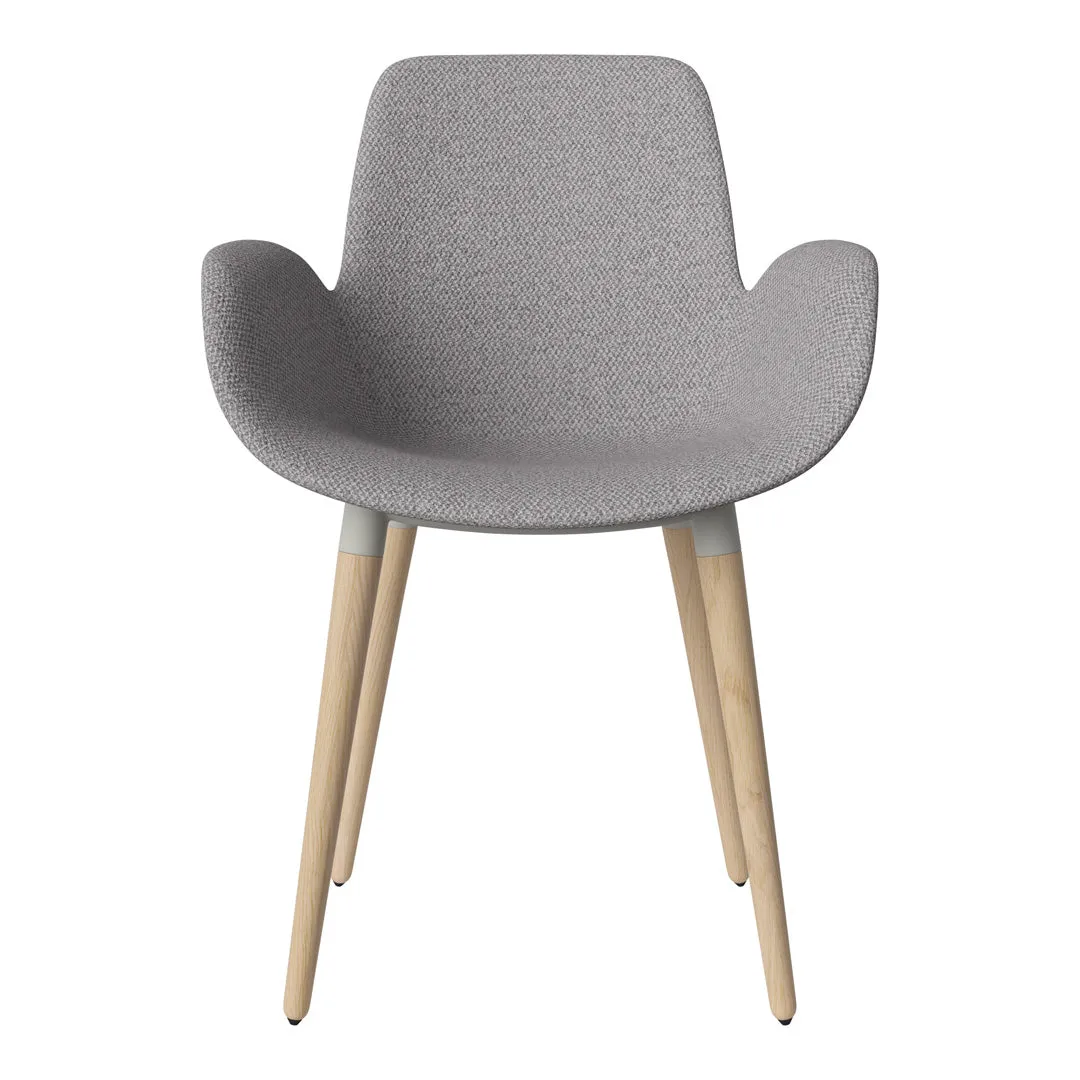 Seed Dining Armchair - Upholstered - Oiled Oak Base, White Pigmented