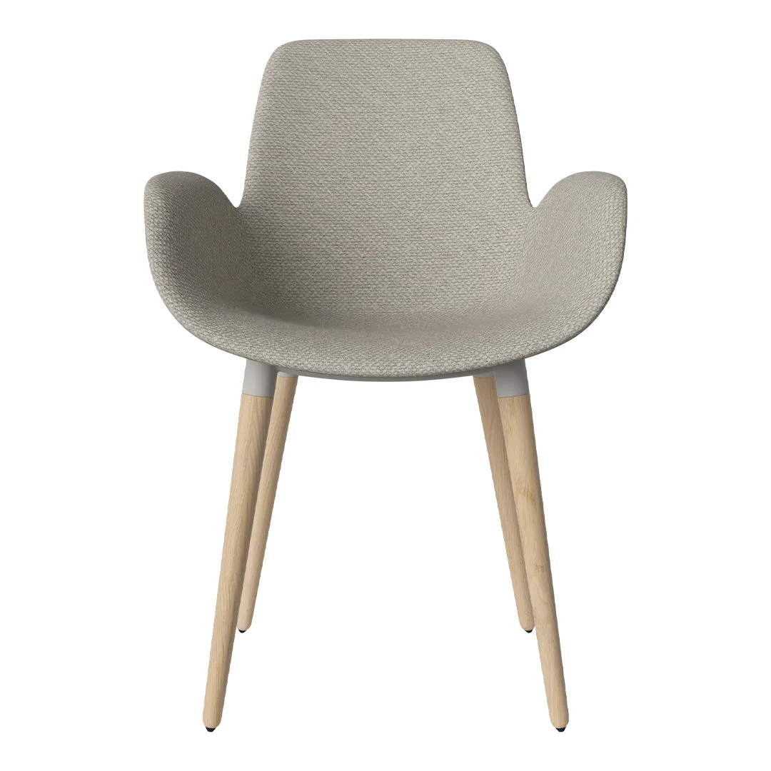 Seed Dining Armchair - Upholstered - Oiled Oak Base, White Pigmented