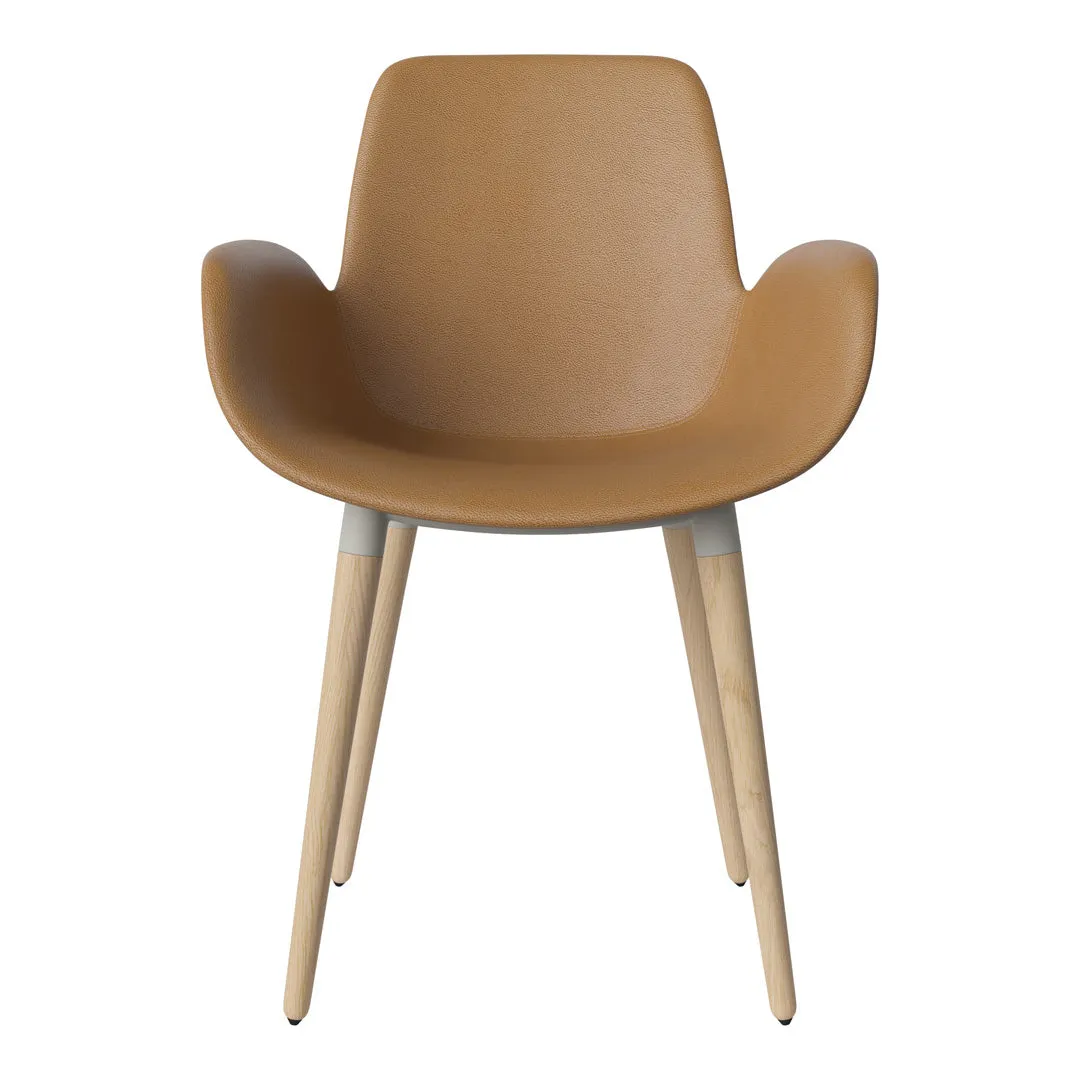 Seed Dining Armchair - Upholstered - Oiled Oak Base, White Pigmented