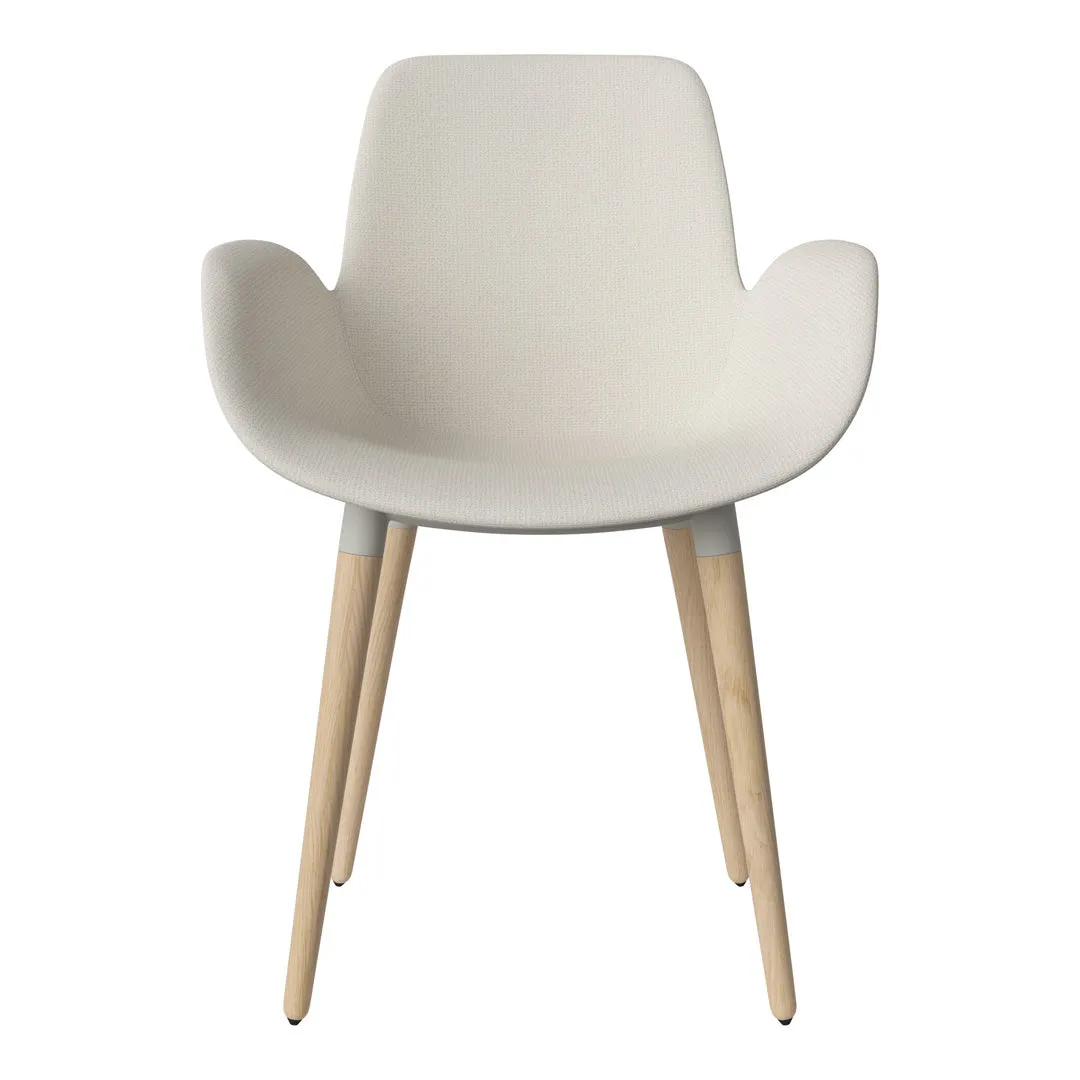 Seed Dining Armchair - Upholstered - Oiled Oak Base, White Pigmented