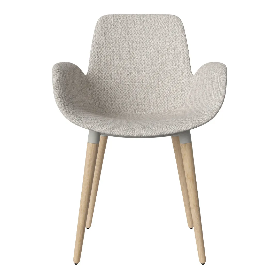Seed Dining Armchair - Upholstered - Oiled Oak Base, White Pigmented