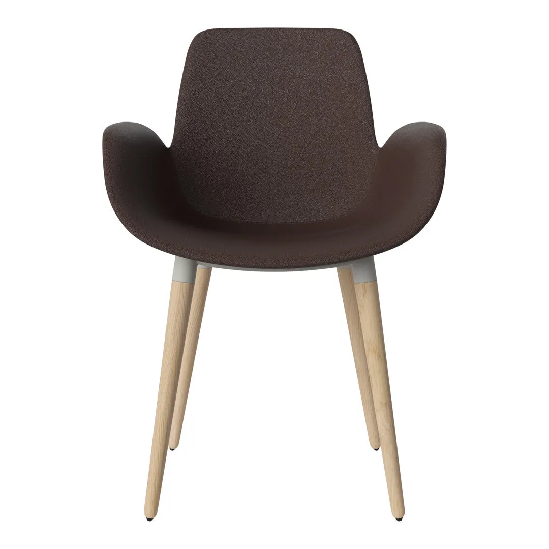 Seed Dining Armchair - Upholstered - Oiled Oak Base, White Pigmented