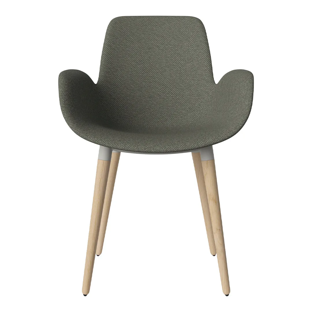 Seed Dining Armchair - Upholstered - Oiled Oak Base, White Pigmented