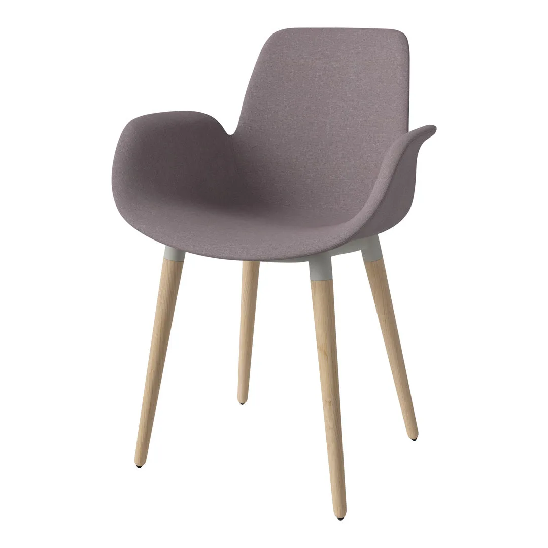 Seed Dining Armchair - Upholstered - Oiled Oak Base, White Pigmented