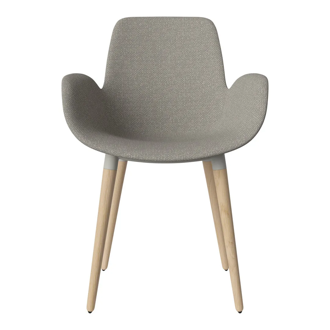 Seed Dining Armchair - Upholstered - Oiled Oak Base, White Pigmented