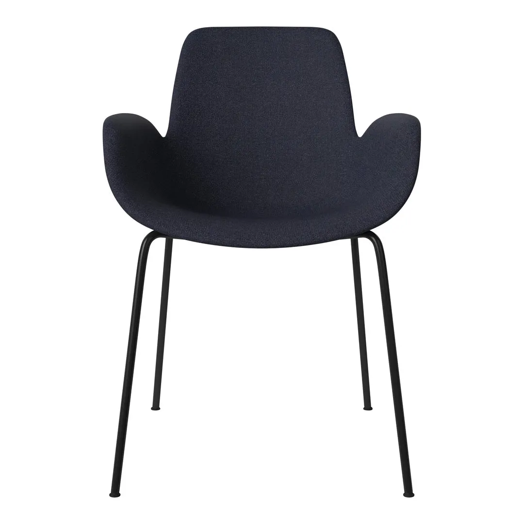 Seed Dining Armchair - Upholstered -  Steel Base, Black Lacquered