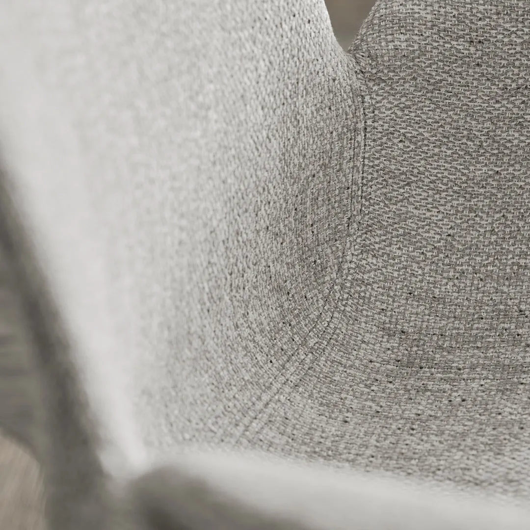 Seed Dining Armchair - Upholstered - Steel Base, Grey Lacquered