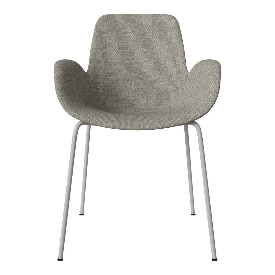 Seed Dining Armchair - Upholstered - Steel Base, Grey Lacquered