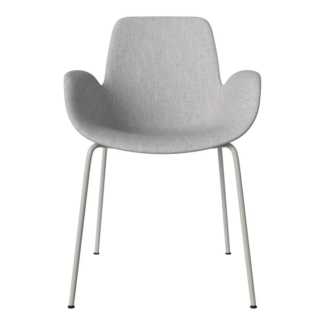 Seed Dining Armchair - Upholstered - Steel Base, Grey Lacquered