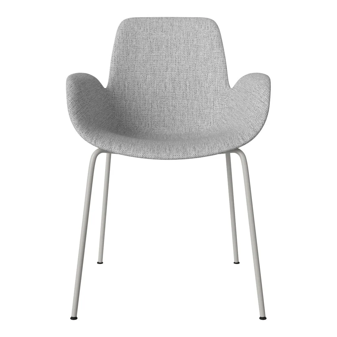 Seed Dining Armchair - Upholstered - Steel Base, Grey Lacquered