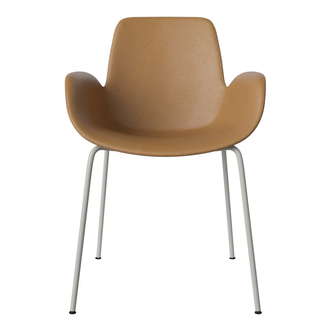 Seed Dining Armchair - Upholstered - Steel Base, Grey Lacquered