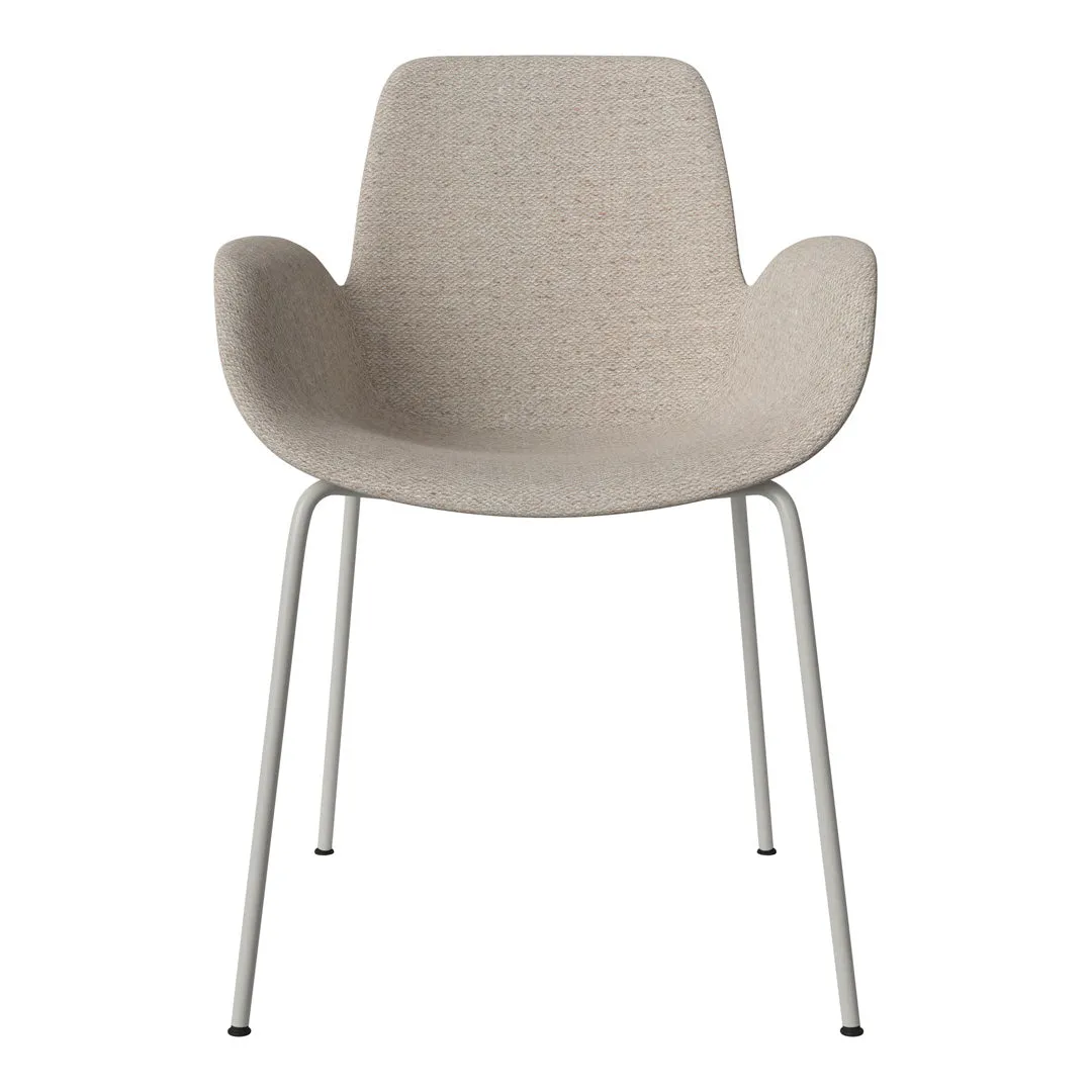 Seed Dining Armchair - Upholstered - Steel Base, Grey Lacquered