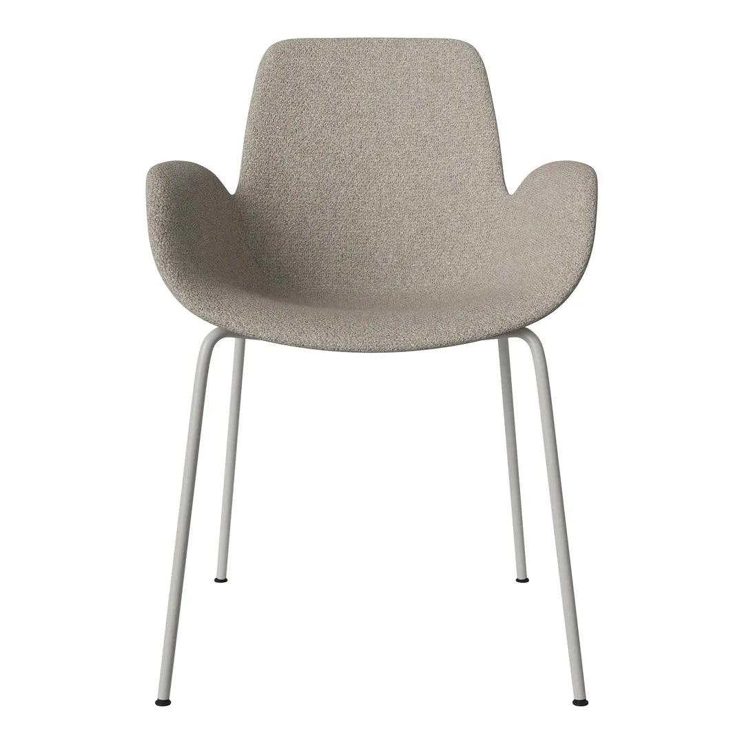 Seed Dining Armchair - Upholstered - Steel Base, Grey Lacquered