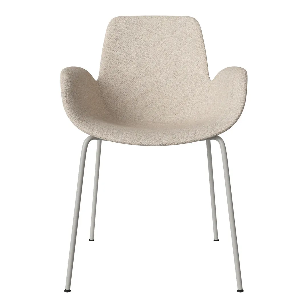 Seed Dining Armchair - Upholstered - Steel Base, Grey Lacquered