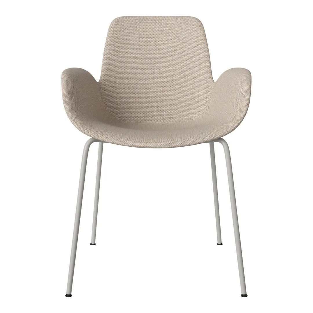Seed Dining Armchair - Upholstered - Steel Base, Grey Lacquered