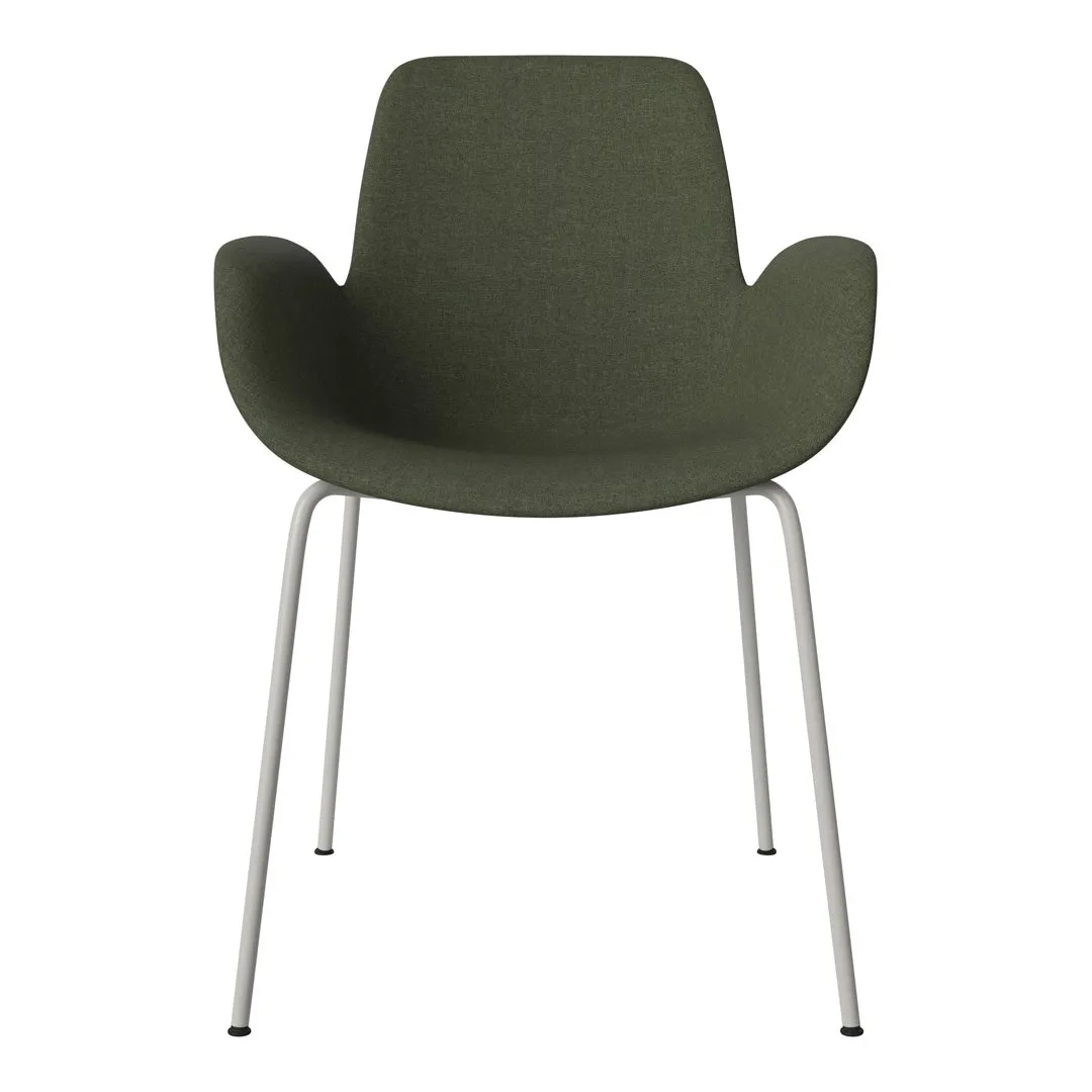 Seed Dining Armchair - Upholstered - Steel Base, Grey Lacquered